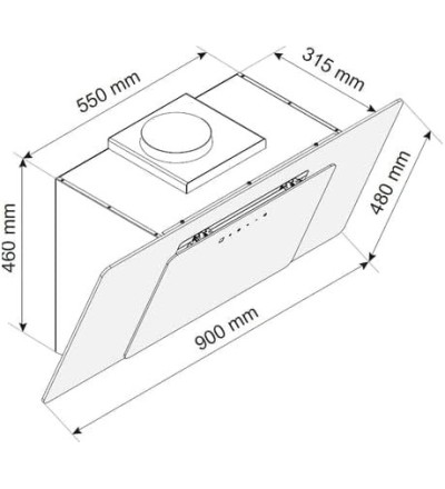 Hotte déco inclinée 90 cm blanche 724 m³/h – AIRLUX