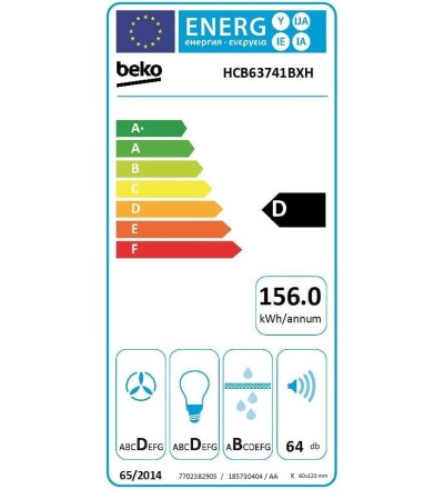 Hotte déco Box 60 cm noire 730m³/h - BEKO