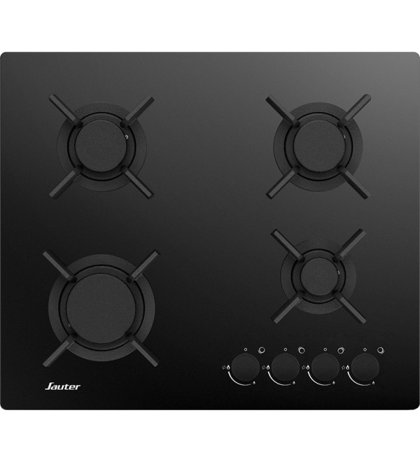 Plaque 4 gaz/verre Allumage Noire S