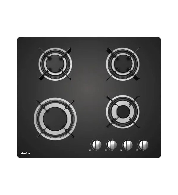 Plaque 4 gaz Verre/ Noire AMICA