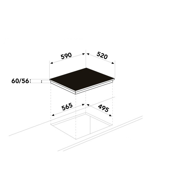 Table induction 3 zones 7400 w