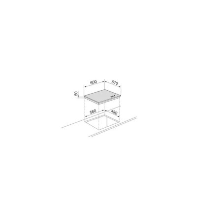 Plaque 60 cm 3 gaz Verre/Noire AIRLUX