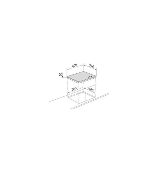 Plaque 60 cm 3 gaz Verre/Noire AIRL