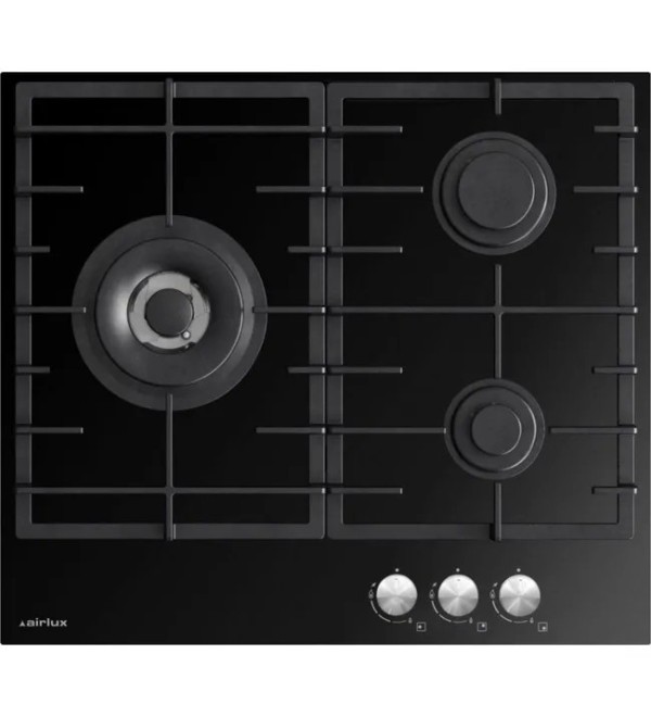 Plaque 60 cm 3 gaz Verre/Noire AIRL