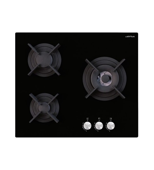Plaque 60 cm 3 gaz Verre/Noire AIRL