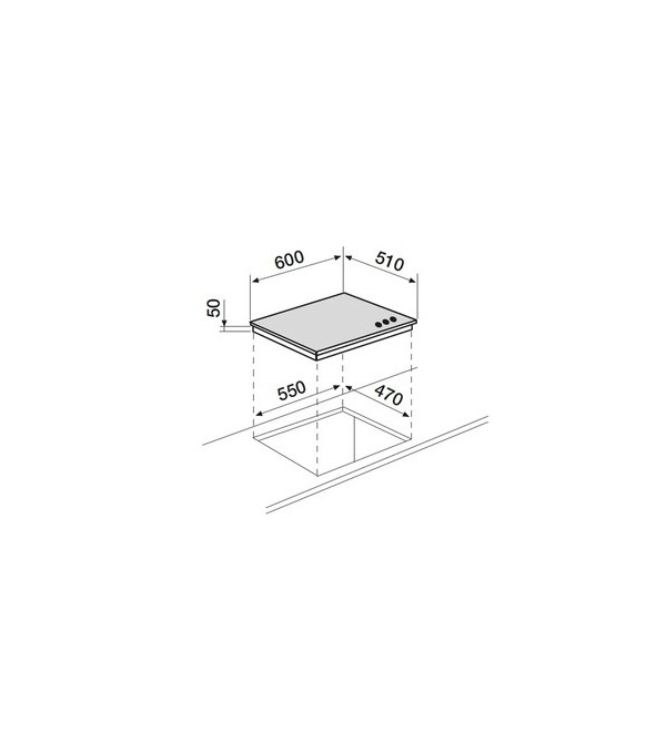Plaque 60 cm 3 gaz Verre/Noire AIRL